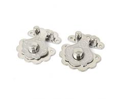 sourcingmap® Antiquität Stil Holzkoffer Schmuckschatulle Metall Verschlüsse Silber 2 Set de