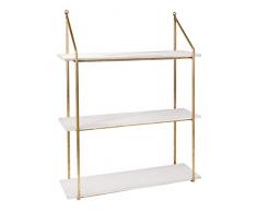 Benjara Wandregal, Holz, Metall, 3 Ebenen, goldfarben/Weiß