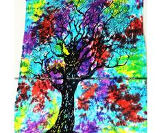 Zukunft handgefertigt Multi Farbe Tree of Life Tapisserie Wand Twin Tapisserie Wandbehang indischen Psychedelic Hippie Mandala Beach Überwurf Boho Wandteppiche Bohemian Tagesdecke Größe 205,7 x 139,7 cm