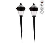 ABC Home Garden Solarstecker Solarleuchte Lichtsensor Ein-& Ausschalter 2er Set, Kunststoff, schwarz