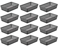 Ybmhome Aufbewahrungskorb aus Kunststoff, bunt, für Büroschubladen, Regal, Schreibtisch, Home Junk Schubladen, Küche Speisekammer oder Arbeitsfläche – Müllablagen für Büro, Zuhause und Schule grau