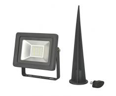 UNITEC LED Strahler mit Erdspieß 10 Watt, 800 Lumen, 1,8 Meter Zuleitung, Gartenstrahler, 6500 Kelvin, Anthrazit, IP65, Aluminiumdruckguss, Sicherheitsglas, Energieeffizienzklasse A+