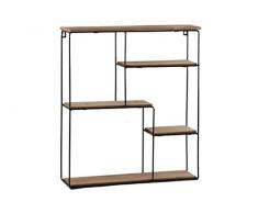 Benjara Wandregal aus Holz mit 4 offenen Regalen, Braun und Schwarz