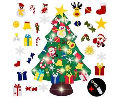 ANUOEXGO Filz-Weihnachtsbaum mit 3 m Lichterkette, 30 Stück, Kinder, Neujahr, Weihnachtsdekoration für Fenster, Tür, Wand, Heimdekoration, handgefertigt, Partyzubehör
