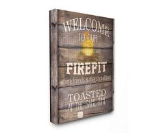 Stupell Industries Wandbehang/Wandbehang mit Feuerschale, Landhausstil, texturiert, Mehrfarbig