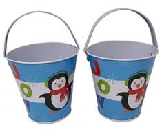Greenbrier Weihnachten Prints Metall Eimer und Kleine Geschenke, Tisch Mittelpunkt, Set 2, 10,2 cm Joy