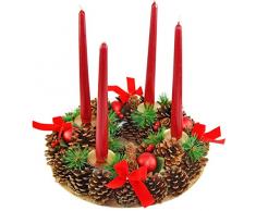 Home-X Weihnachtskranz-Kerzenhalter, künstlicher Adventskranz für Weihnachten, Advent, Feier, Kerzen, Dekoration, für 4 Kerzen, Gold (33 cm Durchmesser)