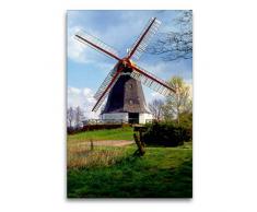 Premium Textil-Leinwand 60 x 90 cm Hoch-Format Windmühle in Worpswede, Teufelsmoor | Wandbild, HD-Bild auf Keilrahmen, Fertigbild auf hochwertigem Vlies, Leinwanddruck von Lothar Reupert
