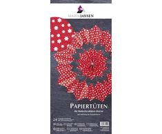 MarpaJansen Papiertüten für Deko-Sterne/Blüten - Bastelset - Butterbrottüten - (10 x 22 cm, 24 Stück) - inkl. Bastelanleitung - Sterne rot
