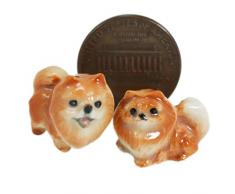 Keramikfigur, 2 Pomeranian Dogs Welpen, 1-12