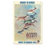 Pacifica Island Art Mary Moran 1962 Kunstdruck, Motiv: Afrika Gazelle Moore-McCormack Lines 8 x 12 in Tin Sign Mehrfarbig