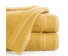 Eurofirany Carlo Badehandtuch Set Handtuch Saunahandtuch Muster – Saugstark, 100% Baumwolle 580g/m², Hochqualitativ, 3er und 6er Pack, Rapsgelb, 70X140cm, 3