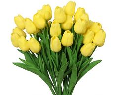 Nubry 30 künstliche Tulpenblumen, künstliche Tulpen, echte Haptik, Blumenstrauß für Hochzeitsarrangements, Tafelaufsätze für Zuhause, Dekoration gelb