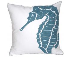 DECOPOW Bestickt Maritimes Dekor Kissen Bezüge, Quadratisch 45,7 cm Dekorativ Leinwand Kissen Bezug für nautischen Stil Deco durch 18X18 in Seagreen-Seahorse-New