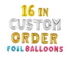 Wubao Party-Balloons – jeder individuelle Spruch 40,6 cm Alphabet Buchstaben & Zahlen Folienballon, Mylar-Luftballon, zum Kreieren Ihres eigenen Banners Name/Wortes, Gold, Silber, Rosa, Blau Letter: I gold