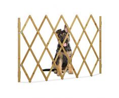 Relaxdays Hundeabsperrgitter, Schutzgitter für Tür & Treppe, Scherengitter ausziehbar bis 116,5 cm, 82,5 cm hoch, Natur, 1 Stück