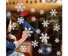GRACETOP Fensteraufkleber, Schneeflocke, 135 Stück, Weihnachts-Motiv, für Weihnachten, Urlaub, Winter, Weiß
