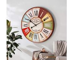 SkyNature Große Wanduhr, rustikale dekorative Uhr mit bunten römischen Ziffern, für den Innenbereich, geräuschlos, batteriebetrieben, für Wohnen, Essen, Schlafzimmer, Küche und Höhle – 61 cm