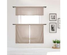 Home Maison Desideria Küchengardine, 134,3 x 38,1 cm, mit Ebenen, 66 x 91,4 cm, Grau Modern 53”W x 15”L Valance, 26W” x 36 L Tiers Taupe