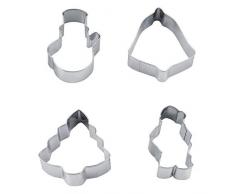 Ausstechformen, Weihnachtsmotive, Edelstahl, Keksform, Gebäck, Backen, Werkzeug DIY Fondant Kuchen Dekoration, 4 Stück/Set