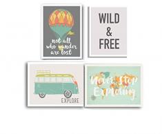 Kinderzimmer Decor Set von Vier 27,9 x 35,6 cm Prints, Educational und wunderschönen Bilder für Kindergärten, Schlafzimmer, Spielzimmer, Oder Klassenzimmer Professional Card Stock