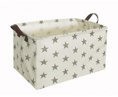 ESSME Rechteckige Aufbewahrungsbox aus Stoff, zusammenklappbar, Aufbewahrungskorb mit Griffen für Kinderzimmer, Regal, Spielzeug, Organizer Grey Star
