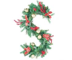 Pauwer Weihnachtsgirlande mit Zapfen und roten Beeren für Weihnachten, 1,8 m Bauernhaus B-6ft Garland