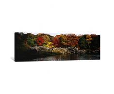 iCanvasART 1 Stück Gruppe von Menschen sitzen auf Felsen, Central Park, Manhattan, New York City, New York, USA Kunstdruck auf Leinwand, Panorama Bilder, 121,9 x 40,6 cm/3,8 cm Tiefe