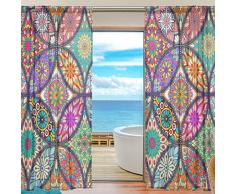 Gardinen Colorbal Mandala Bohemian Fenster Sheer Panels für Wohnzimmer Vorhänge 198 cm lang, Set von 2 Panels 55 W x 78 L Mehrfarbig