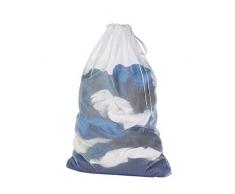 Wäschesack aus Netzstoff, strapazierfähig, zum Aufhängen, kommerziell mit Kordelzug, maschinenwaschbar, Netz, zusammenklappbar, für Reisen, Wochenender, Schmutzkleidung, Socken, Kleidung, Weiß Single Pack weiß