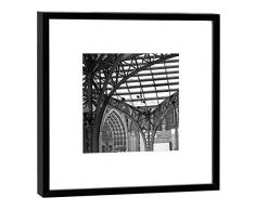 COGNOSCO Fotografie im Holzrahmen: Hauptbahnhof Fotodruck-Format 27 x 27 cm-Rahmenfarbe schwarz-Hochwertiges Wandbild, Geschenkidee oder Souvenir aus Köln, Holz, Weiß, Rahmen