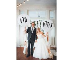 DP BOUTIQUE Mr. & Mrs. 91,4 cm Luftballons Hochzeit Luftballons mit zwei Papierquasten-Girlanden für drinnen und draußen Verlobung, Party-Dekoration, Junggesellenabschied, Empfang, Eingänge und Fotohintergründe