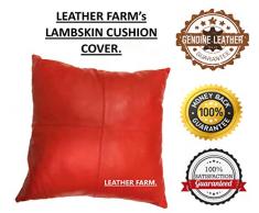 LEATHER FARM Leder-Kissenbezug, dick, Echtleder, Rot dekorativ für Couch Überwurf, Kissenbezug, einfarbig, Rot 18x18(2) rot
