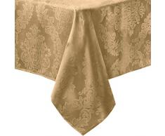 Barcelona no-iron Boden aus widerstandsfähigem Stoff damast Tischdecken, Polyester-Mischgewebe, gold, 90 Round