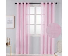 Colokey Vorhang, Leinen, strukturiert, durchscheinend, Einzelpaneel, Schlafzimmer, Wohnzimmer, Balkon W52 x L95 Rose