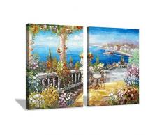 Hardy Gallery Kunstdruck auf Leinwand, rustikal, Landhausstil, für Wohnzimmer Abstrakt 24x18x2 Panel Seaside Garden