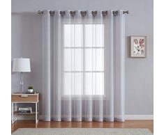 DecoSource Fenstervorhänge für Schlafzimmer, Wohnzimmer, Küche, Kinderzimmer, Outdoor, strapazierfähiges Polyester, 2 Stück 1 Patio Panel 102 W x 84 L Silber