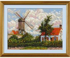 Riolis Windmühle Kreuzstich-Set, Baumwolle, Mehrfarbig, 33 x 25 cm