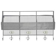 Urban Trends Metall Regal und Kleiderbügel mit Mesh Rückseite, 3 nummeriert Ablagen und 5 Haken, Grau