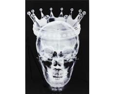 Kare Design Bild Glas Crown Skull 120x80cm, Glasbild ohne Bilderrahmen mit Totenkopf Motiv und Krone, in den Farben Schwarz und Weiß, (H/B/T) 120x80x4cm