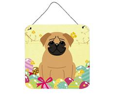 Carolines Treasures Ostereier Mops braun Metalldruck 6x6 Mehrfarbig