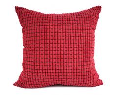 Your Smile Cozy Nackenrolle, dekorativer Kissenbezug für Couch Sofa, Bett, bequem, superweicher Cord, Maiskolben gestreift, beidseitig 18x18 rot