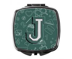 Carolines Treasures Taschenspiegel, Buchstabe J, zum Schulbeginn, kompakt, Mehrfarbig