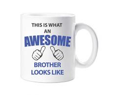 60 Second Makeover Limited 60SECMUG465 Tasse mit Aufschrift „60 Second Makeover This Is What An Awesome Brother Looks Like“, Geschenk für Geburtstag, Weihnachten, keramik, weiß