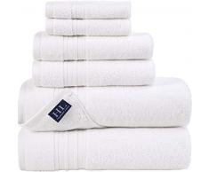 Hammam Linen Luxuriöses Badetuch-Set – gekämmte Baumwolle Hotel-Qualität saugfähig – 6-teiliges Handtuch-Set – 100% Baumwolle – 2 große Badetücher 27 x 54 cm, 2 Handtücher 16 x 28 cm, 2 Waschlappen 30,5 x 12 cm