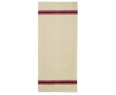 Jute & co Panama Teppich handgewebt, 100% Baumwolle, Beige/Rot, 90 x 60 x 0.5 cm