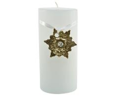 Magic Candle World Candles Lotus Stumpenkerze. Handbemalte Sterne mit Kristallen verziert. Winterkerze, Advent, Adventskranz, Weihnachts Deko.