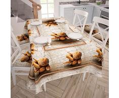 Petti Artigiani Italienische Tischdecke, schmutzabweisend, für Küchentisch 140x450 cm Pane 2