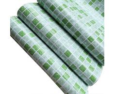 F&U Selbstklebend PVC Mosaik Muster Kontakt Papier abdecken Küche backsplah zinntheken schälen und Stick Badezimmer Wand Tapete 17.7 x 117 inches grün