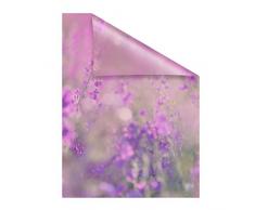 Lichtblick Fensterfolie 50 x 100 cm mit Motiv Blumenwiese - Violett, Selbstklebender Sichtschutz ohne Bohren, blickdichtes Fensterdekor, für alle Glasflächen